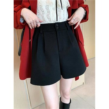 短褲女秋冬外穿2025夏季大碼毛呢百搭休閑胖妹妹高腰顯瘦A字靴褲