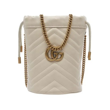 GUCCI 575163 GG MARMONT 斜紋水桶包鍊條包 / 迷你 / 做舊金屬