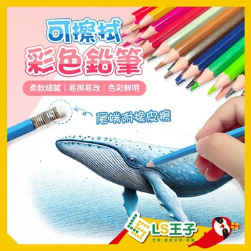 色鉛筆 可擦拭無鉛毒 可擦色鉛筆 筒裝色鉛筆 色鉛筆 任何橡皮皆可擦 彩色筆 水彩 蠟筆 LSCA S16