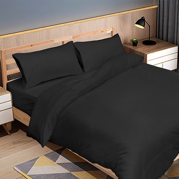 fitness純棉素色雙人被套(黑色)-台灣生產製造