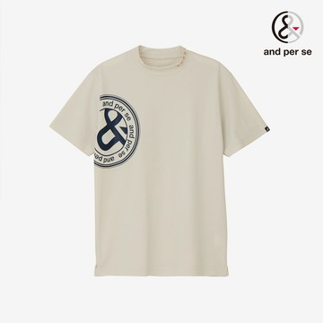 【and per se】男款卡其色彈性舒適透氣防曬短袖立領衫 DGX29566