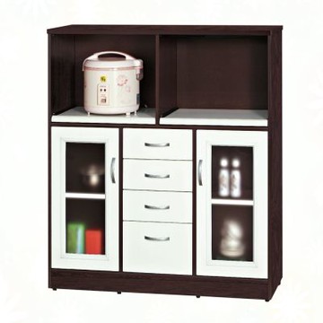 文創集-南亞塑鋼    山亞 南亞塑鋼3.6尺二開門四抽雙拉盤中高電器櫃/餐櫃/收納櫃-108.8x40.8x125cm免組