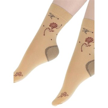 洱林秋季老年襪子女松口牡丹中筒絲襪松口薄款媽媽老人奶奶帶后跟
