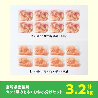 ふるさと納税 川南町 宮崎県産若鶏 ももむね肉 小分けセット 3.2kg