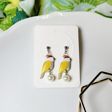 小森林 火冠戴菊 手繪熱縮片 耳環