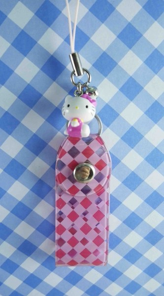 【震撼精品百貨】Hello Kitty 凱蒂貓~KITTY手機提帶-粉格