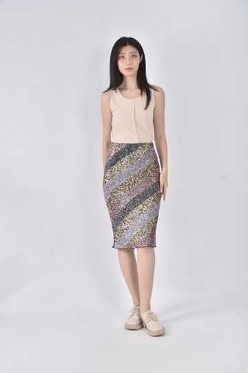 (L) bl nk漸層亮片黃色長裙