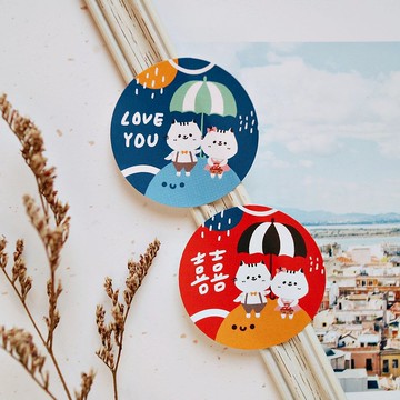 【24H快速出貨】雨天的小傘  4cm包裝圓貼紙  2款 (一組48枚)