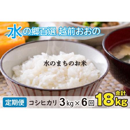 ふるさと納税 こしひかり 3kg×6回 計18kg「エコファーマー米」水のまちのお米 [B-003003] 福井県大野市