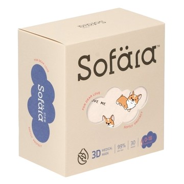 Sofara 舒芙氧 嬰兒3D口罩  30片  1盒  短腿柯基 米色