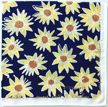 Givenchy 古董手帕 黃色雛菊 19 x 18.5 英吋