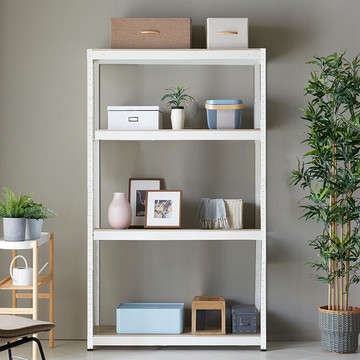 Joinmade 鐵製免螺絲組裝式角鋼置物架  1200 x 400 x 1800 mm  4層  白色