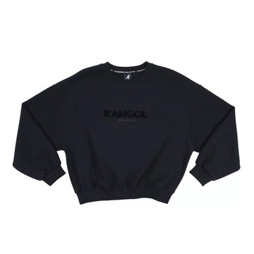 KANGOL 大學T 黑色 LOGO 刷毛 長袖 上衣 女 6552100520