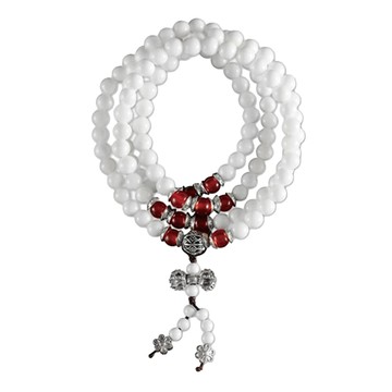 財神小舖 108珠紅瑪瑙藏銀硨磲手鍊  16~18cm  紅瑪瑙 + 銀硨磲