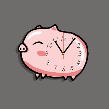 小豬掛鐘創意客廳現代簡約鐘表時尚卡通掛表家用靜音個性時鐘裝飾