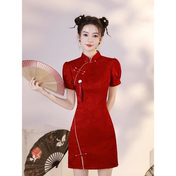 (免運)紅色旗袍新款2026敬酒服新娘平時可穿改良年輕款少女新中式連衣裙