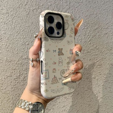 兔子小熊蘋果17promax手機殼iPhone16pro卡通菲林二合一保護套15pro女13可愛14新
