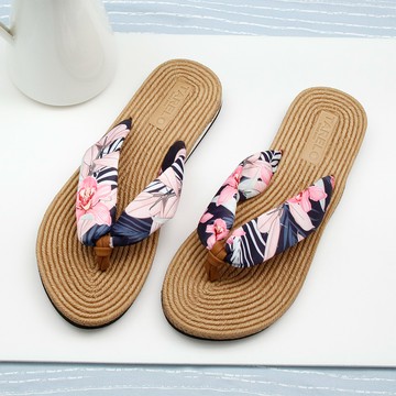 輕鬆花調女拖鞋-深藍