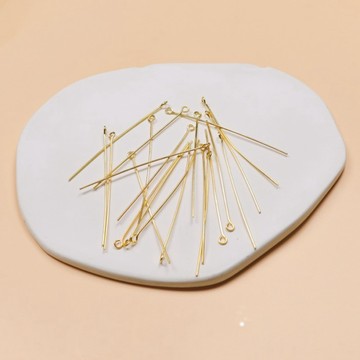 懶貓手作✨ 【50個裝】18K銅包金保色T針9字針平頭針diy手作配件串珠耳鉤飾品 DIY配件 手作材料