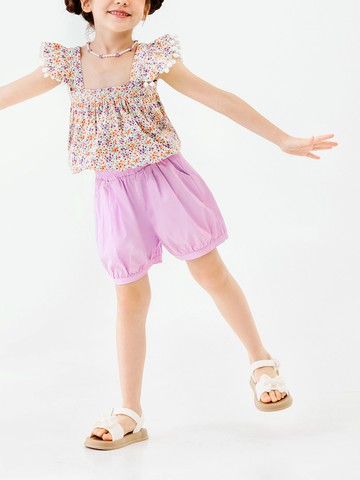 純棉素色全鬆緊腰頭燈籠短褲