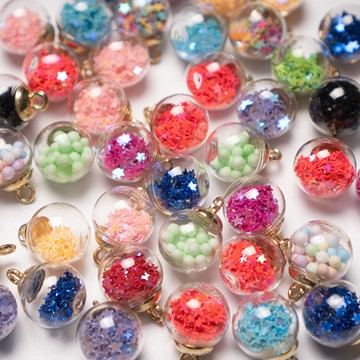 手作材料💖 水晶玻璃球diy飾品配件鑰匙扣書包挂件吊墜裝飾材料流沙漂流瓶
