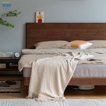 【美雅閣家居】精工細作 免運 簡約全實木床 黑胡桃硬楓櫻桃小戶型現代懸浮床1.8米主臥婚床 八折下標【YY9/29】