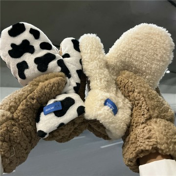 手套女冬天加絨學生可愛韓版防寒卡通加厚毛絨騎行保暖棉冬季全指