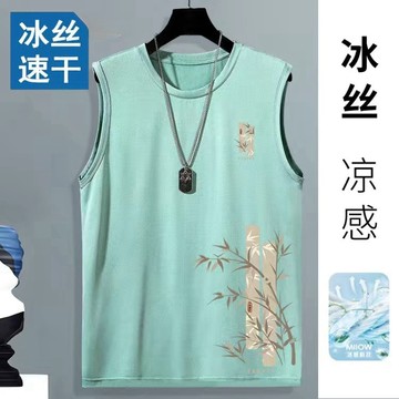 ✨台灣發貨✨大尺碼背心男 無袖男背心 內搭背心 冰絲運動背心男士夏季ins潮牌大碼寬鬆無袖坎肩健身短袖網眼t恤男40