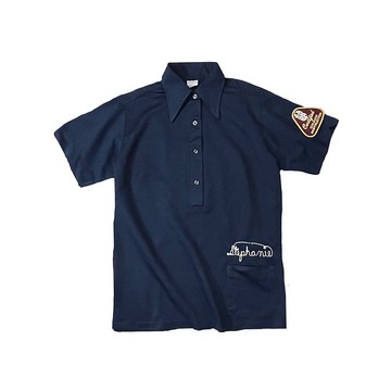 古著希爾頓深藍色口袋保齡球襯衫