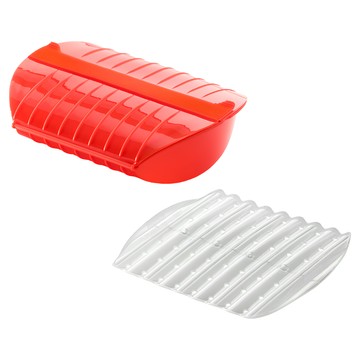 LeKue 微波蒸煮調理盒 附濾盤 1.4L 紅色 - 輕鬆微波蒸煮 健康美味帶著走  1個