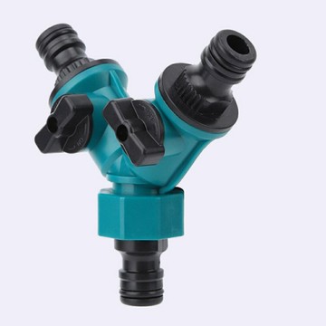 Y型帶開關快接 三通閥門 分流器 水管 開關 快速接頭 Y型 分流器 三通 奶嘴接【23A1】123便利屋