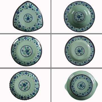 密胺盤子商用復古青花瓷炒飯火鍋菜盤仿瓷餐具湯盆圓形蓋澆飯平盤