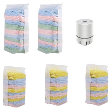 小麥購物 小白兔立體真空收納袋壓縮袋 含抽氣電泵 特大 2個 + 小號 3個  1組  5個  100 x 80 x 32cm + 70 x 50 x 32cm