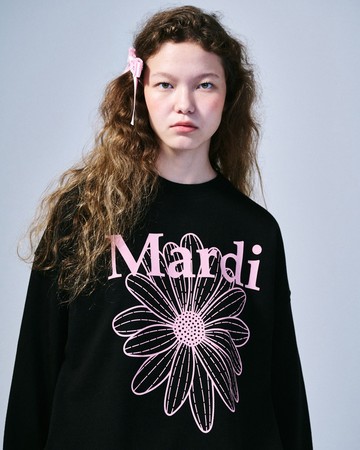 MARDI MERCREDI 印花大學TEE 黑色 經典小雛菊 純棉 SWEATSHIRT FLOWERMARDI