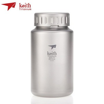 【Keith】鎧斯Ti3035 純鈦寬口運動水壺鈦保鮮罐900ml (附可拆背帶水壺包) /露營杯具/戶外水壺《長毛象休閒旅遊名店》