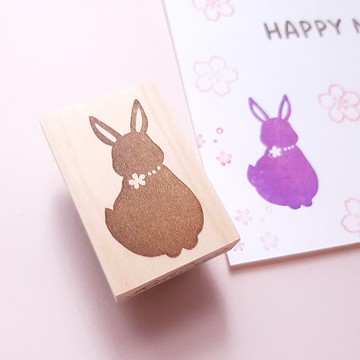 簡約兔 花項鍊 橡皮擦印章
