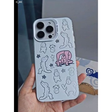 搞怪粉紅色兔子手機殼適用于蘋果17/16/15/14/13/12/11/xs