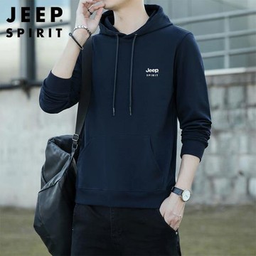 JEEP SPIRIT衛衣男士秋季潮流帥氣休閑運動上衣連帽寬松長袖t恤男