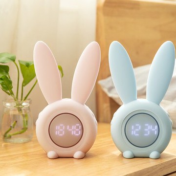 簡約北歐風格兒童專用卡通咪兔床頭夜光鬧鐘學生可愛小清新充電款