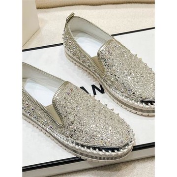 2025秋季跨境新款鉚釘厚底一腳蹬懶人鞋外貿大碼單鞋休閑樂福鞋女