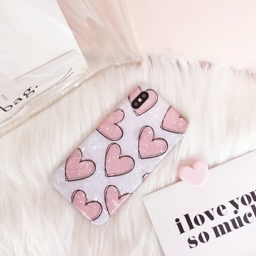 美琪 少女必備愛心貝殼紋蘋果手機殼