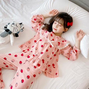 兒童睡衣女童純棉長袖春秋女孩中大童小學生母女親子裝家居服秋季