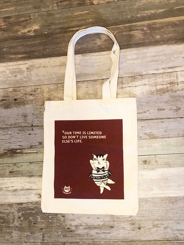 直式帆布袋|貓插畫設計 | 把握人生貓