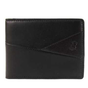 agnes b.蜥蜴皮革車線切紋ID車票夾(黑)