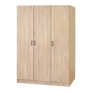 《HOPMA》美背工業風三門衣櫃 台灣製造 衣櫥 臥室收納 大容量置物-淺橡(漂流)木