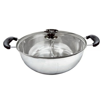 TRIARROW 三箭牌 32CM 養生鴛鴦鍋 #304不鏽鋼 適用瓦斯爐/電爐/電磁爐 鋼化玻璃鍋蓋  1個