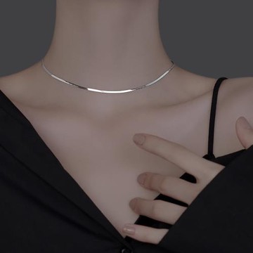 925純銀蛇骨項鏈女choker項圈短款冷淡風鎖骨鏈小眾輕奢設計頸鏈
