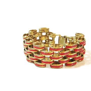 1960年代 美國製 復古 紅色琺瑯 手鍊