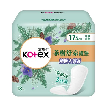 靠得住茶樹舒涼護墊18片17.5cm-木質香