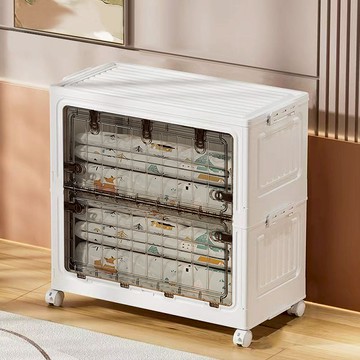 70面寬摺疊收納櫃-附滑輪 單櫃 兩款可選 024498 單櫃-透黑面板